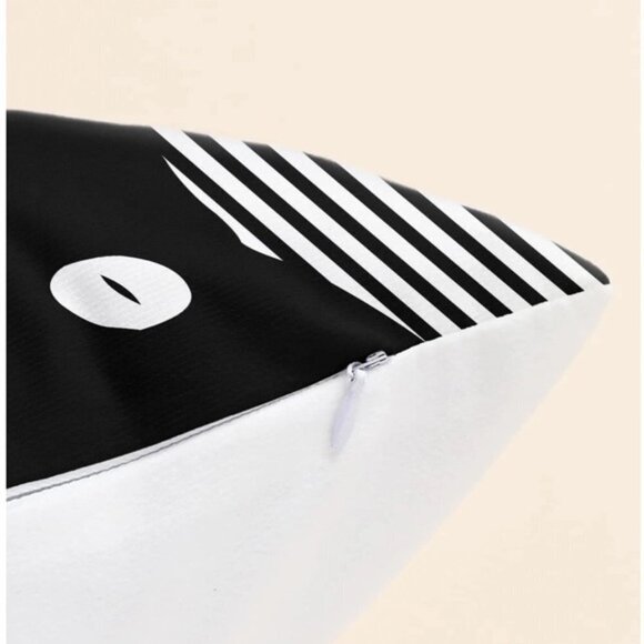 Cat Theme Pillow Cover Zippered Decorative Square Black White 17.7 in X 17.7 in - Picture 5 of 15